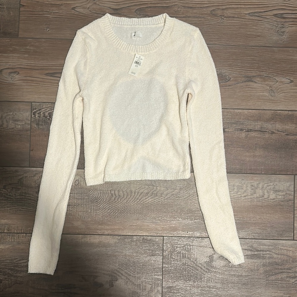 Aerie Cream Cropped Fitted Hoodie